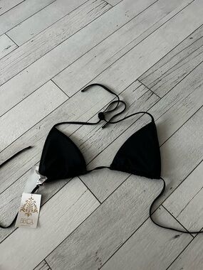 BECCA Black Textured Triangle Bikini Top